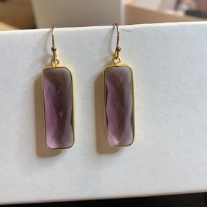 DINA MACKNEY faceted amethyst drop gold bezel set earrings